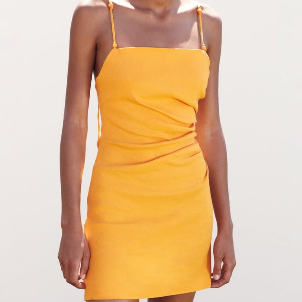 Zara Draped Linen Blend Dress